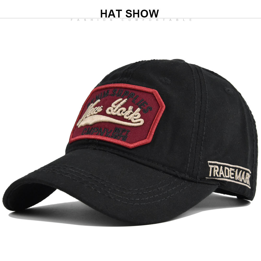 Baseballmütze mit 3D-Stickerei und Entenzunge, New York Washed, für Herren und Damen_voghion.com