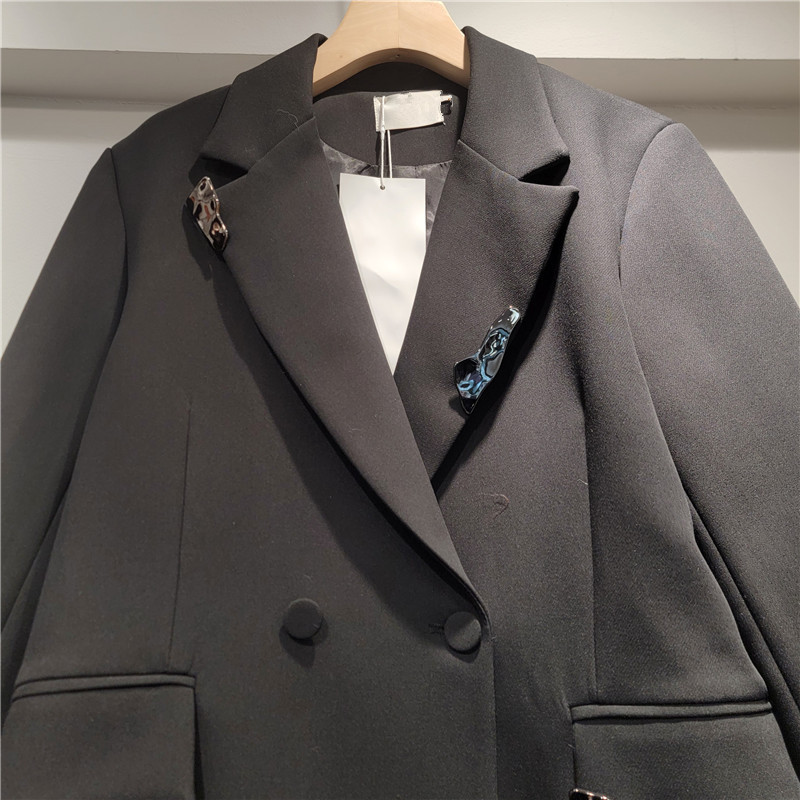 Saco de Vestir Holgado Casual para Mujer de Mezcla de Algodón y Poliéster Corte Holgado Cuello de Solapa