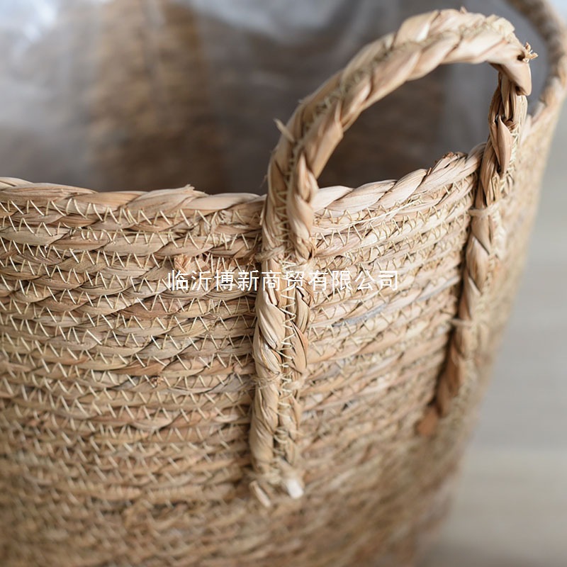 Maceta de flores tejida de paja extragrande, cesta de plantas verdes tejida de ratán, maceta alta tejida, cesta de almacenamiento comercial para interiores.