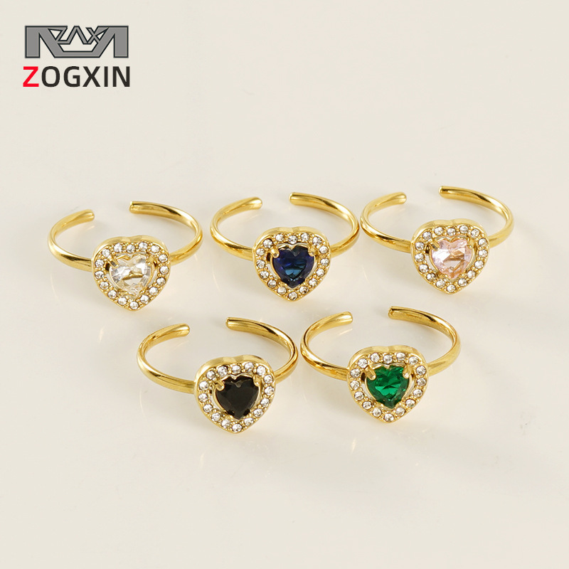 Europeo y americano estilo INS titanio acero doble capa diamante anillo hembra 18K Acero inoxidable anillo ajustable ZIRCON anillo hembra