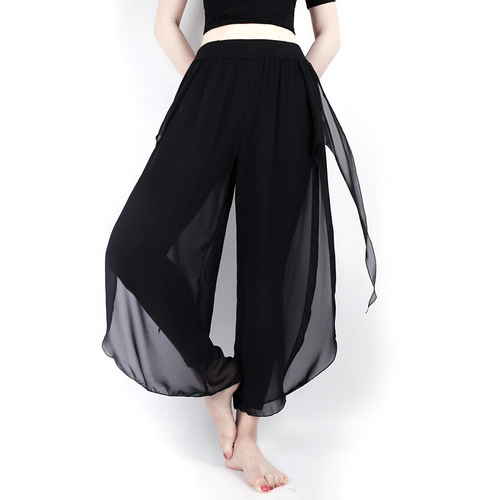 2024 modern dance practice body suit, yoga jazz dance wide-leg pants and skirt for women, classical chiffon dance pants for adults