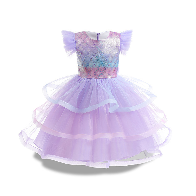 Mermaid Tutu Skirt Export Style European and American Dress Princess Style Girls Ins Mesh Evening Dress Long Skirt