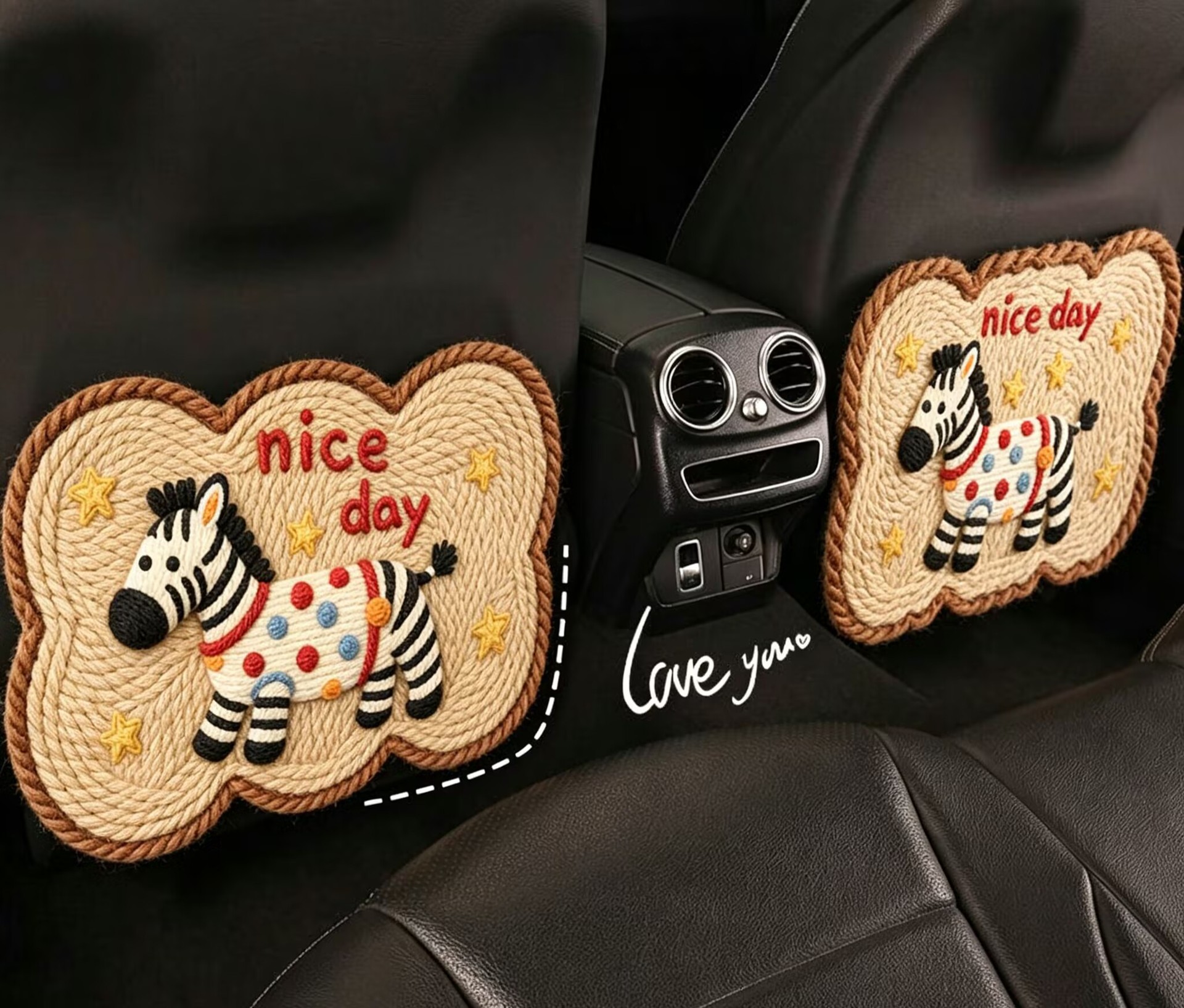 Woven Zebra Pattern Dog and Cat Cute Car Interior Children's Anti-Kick Mat Cartoon Car Seat Back Anti-Kick Mat Cartoon