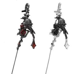 クロスボーダーのカラスのピアスのデザインピアスの針はシンプルで高級感があります。