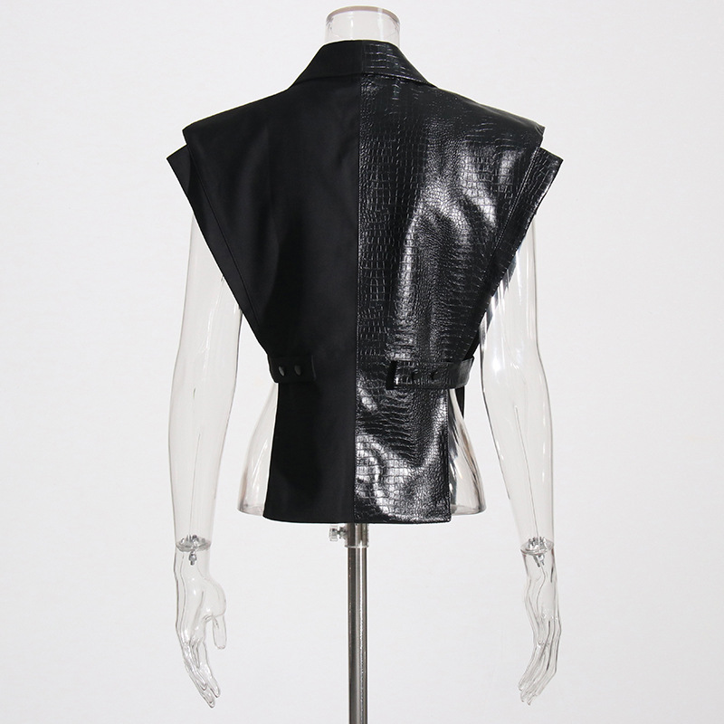 En stock 2024 nuevo cocodrilo patrón de costura de cuero traje de tela chaleco personalizado corte moda ajustable capa superior moda