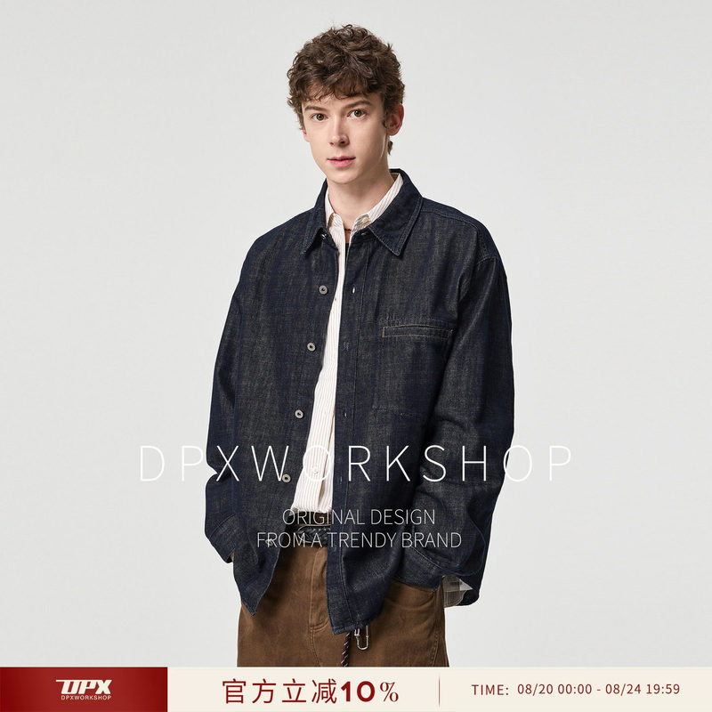 DPX Autumn Vintage Original Color Denim Men's Shirt 2026 New Loose Casual Turn-down Collar Washed Top Jacket DPX Autumn Vintage Original Color Denim Men's Shirt 2026 New Loose Casual Turn-down Collar Washed Top Jacket