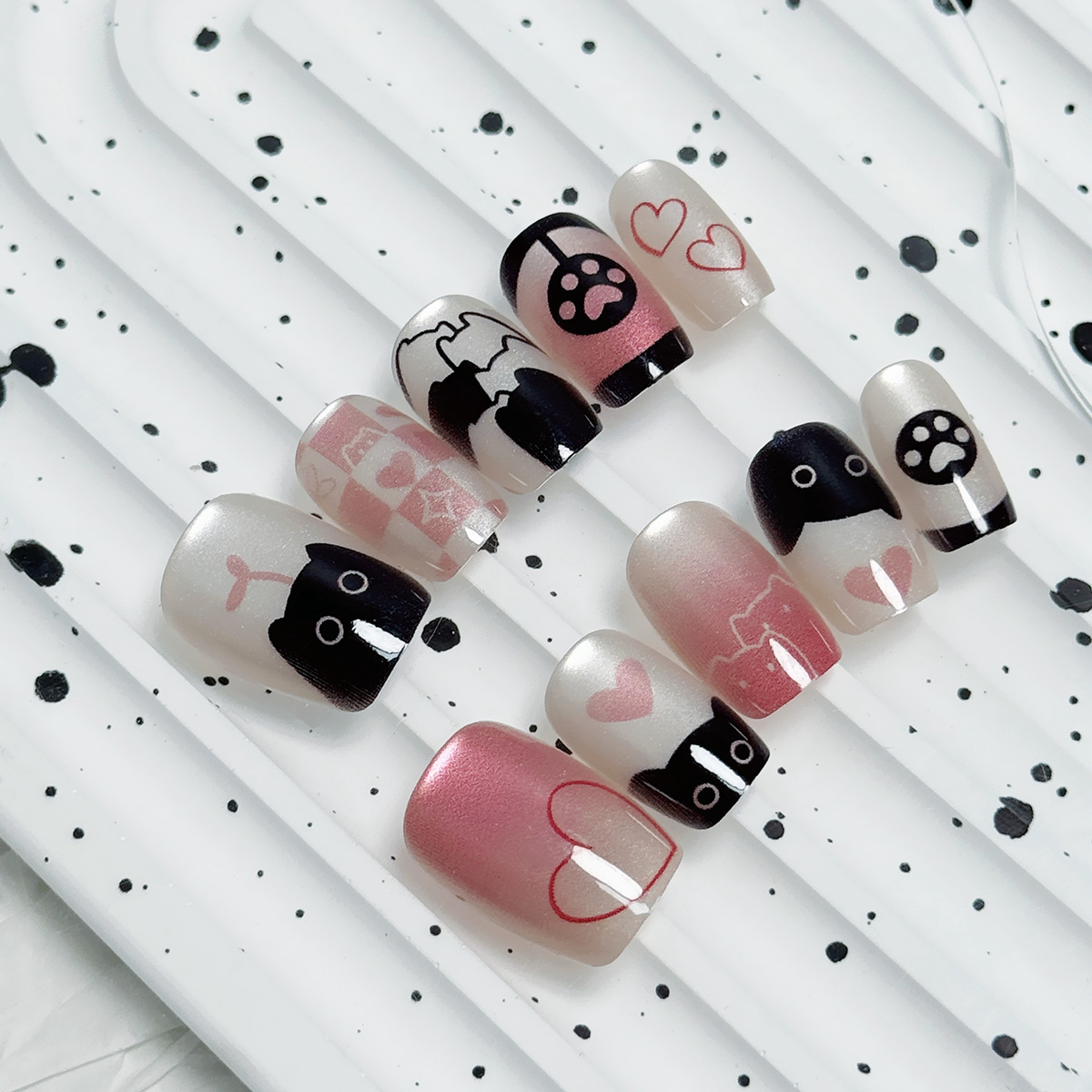 Manicure nuevo cristal ojo de gato usar uñas de alta calidad manuales manicure piezas de 10 piezas empaquetadas decodificación usar uñas al por mayor