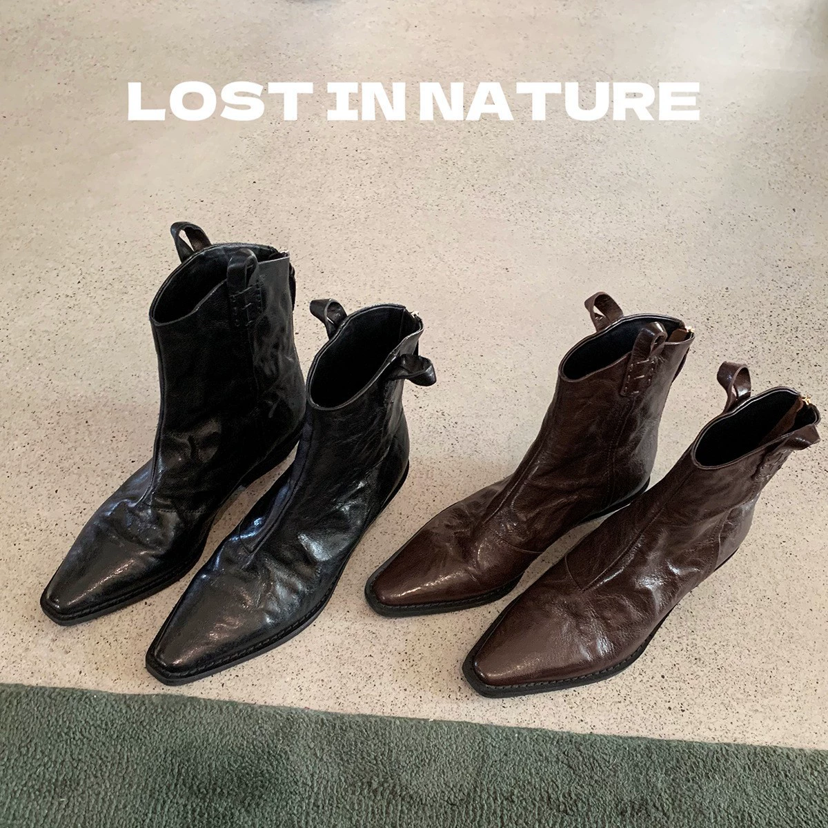 Женские ботинки с острым носком и V-образным вырезом в западном стиле, французские ретро-ботинки челси с плиссировкой, узкие ботинки на массивном каблуке, короткие ботинки, женские ботинки-мартинсы.