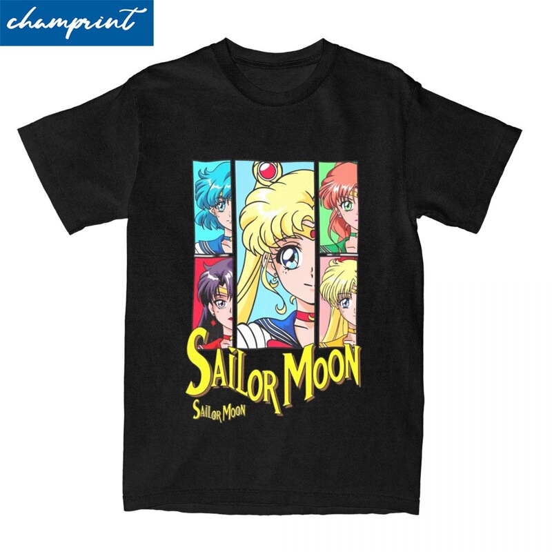 Cartoon Sailor Moon Men's T-Shirt Women's 100% Cotton Vintage T-Shirt Crew Neck Anime T-Shirt Short Sleeve Clothing Cartoon Sailor Moon Men's T-Shirt Women's 100% Cotton Vintage T-Shirt Crew Neck Anime T-Shirt Short Sleeve Clothing