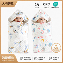 跨境纯棉纱布抱被春夏季全棉初生婴儿包被宝宝用品可提供cpc认证