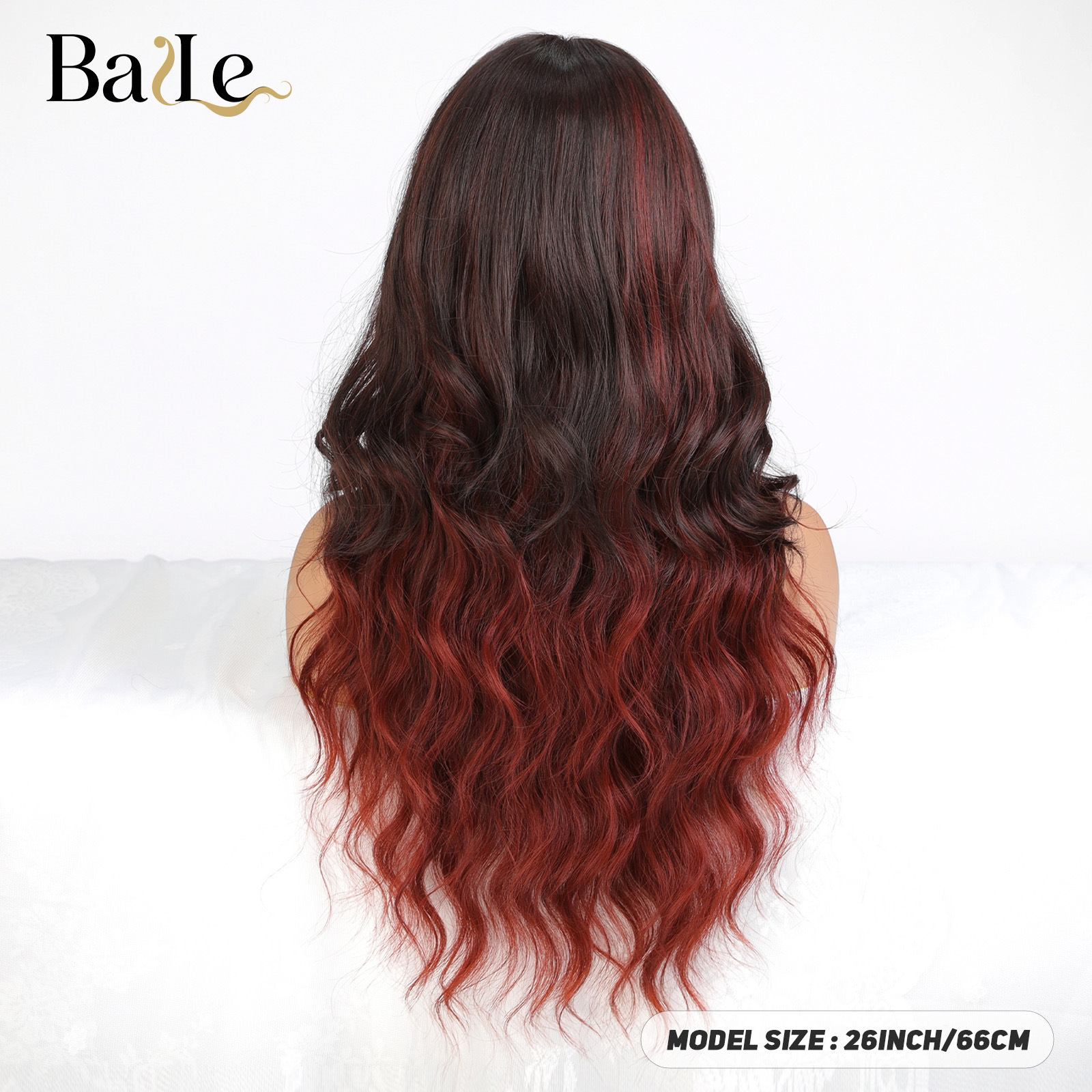 Perucas de cabello negro y rojo gradiente de cabello largo rizado ondas grandes resistencia a altas temperaturas simulación cuero cabelludo fibra química wig image 5
