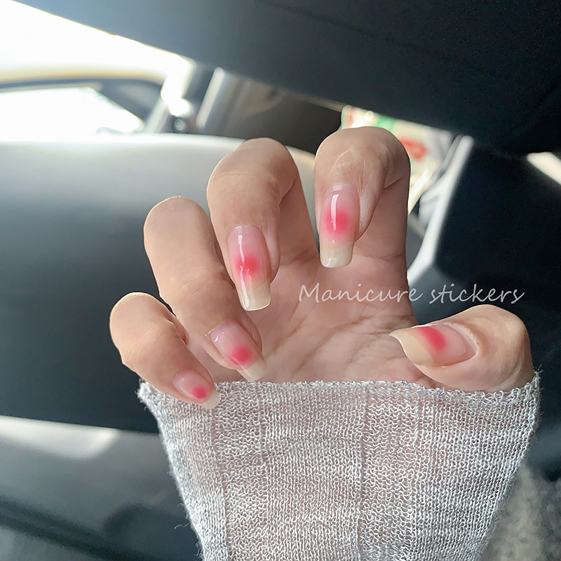 Uñas rubor pegatinas hielo transparente Jade grasa pegamento manchas amor Internet celebridad linda chica pequeño patrón decoración ultra-Delgado a prueba de agua