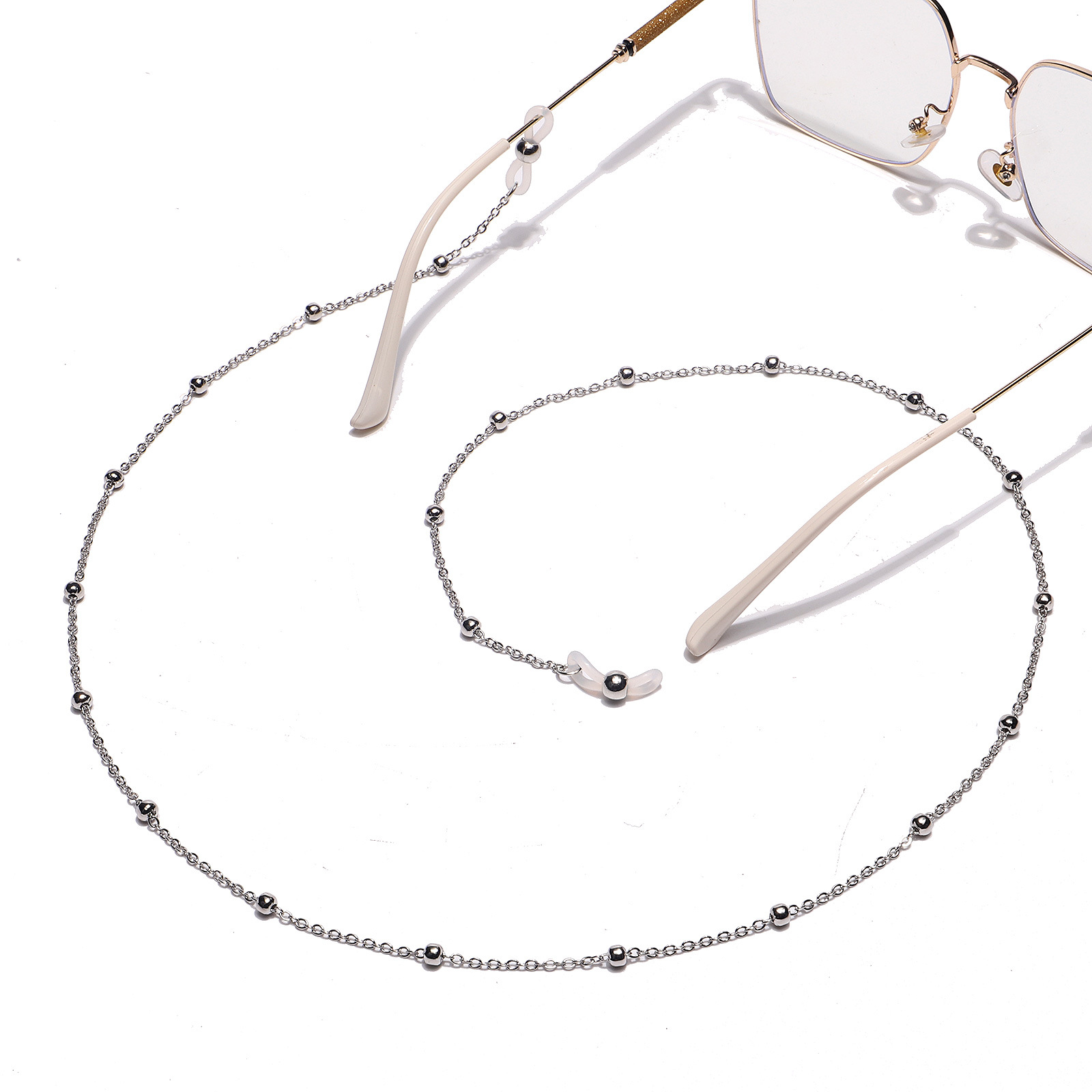 10g Weight Metal Material Rose Gold, White, Gold Color Fashion Simple Mask Rope Clip Bead Metal Chain Glasses Chain Metal 2