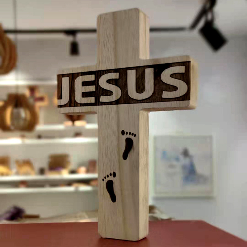 义树家跟随桐木十字架墙壁装饰品挂件客厅卧室教会基督教工艺礼品