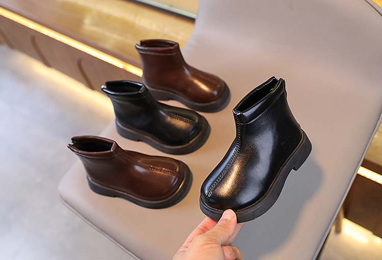 Botas martin infantis estilo britânico em couro macio_voghion.com