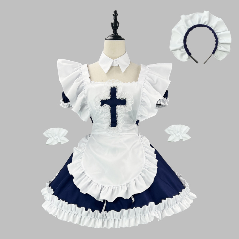 2025 新日本クラシック半袖メイドかわいい日本のメイドコスプレ女性メイド服ドレス|undefined