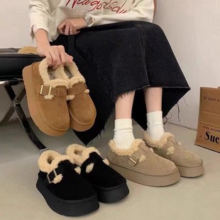 Thick-Soled Snow Boots for Women 2025 New Winter Women's Shoes Fleece-Lined Thickeneded Fur Cold-Proof and Warm Birkenstock Shoes Cotton Shoes