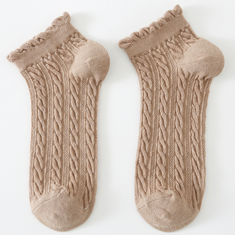 Verano y otoño nuevas señoras leche café color torque calcetines de barco estilo fino absorbente de sudor malla transpirable calcetines de algodón calcetines cortos al por mayor