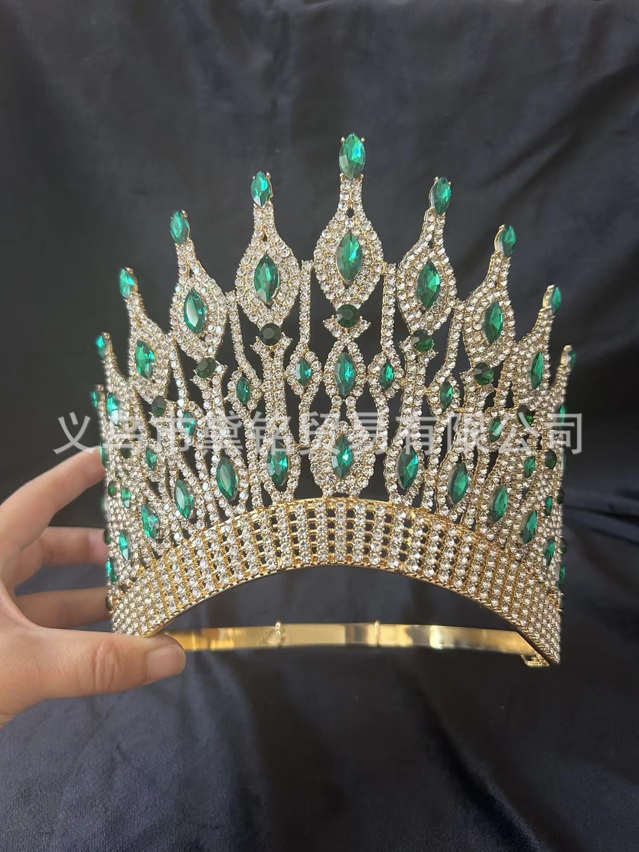 Corona de concurso de belleza europeo y americano - Para etapa de Miss América, tamaño ajustable, gran corona redonda, colorida