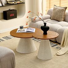 茶桌小户型公寓石纹民宿边几酒店客房茶几风麻组合客厅圆形原木