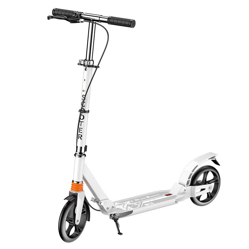 Fabricante original de scooters de dos ruedas de PU al por mayor, bicicleta plegable de una sola rueda de aleación de aluminio, patinete de movilidad con doble amortiguación.