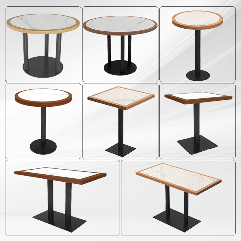 Rock Board Square Table Clear Bar Cafe Dining Table Bistro Commercial Table Bar Milk Tea Shop Simple Casual Small Round Table
