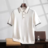 Весна и осень новая мода повседневная дикая мужская рубашка POLO с отворотом и коротким рукавом футболка вязаная одежда для бизнеса и отдыха