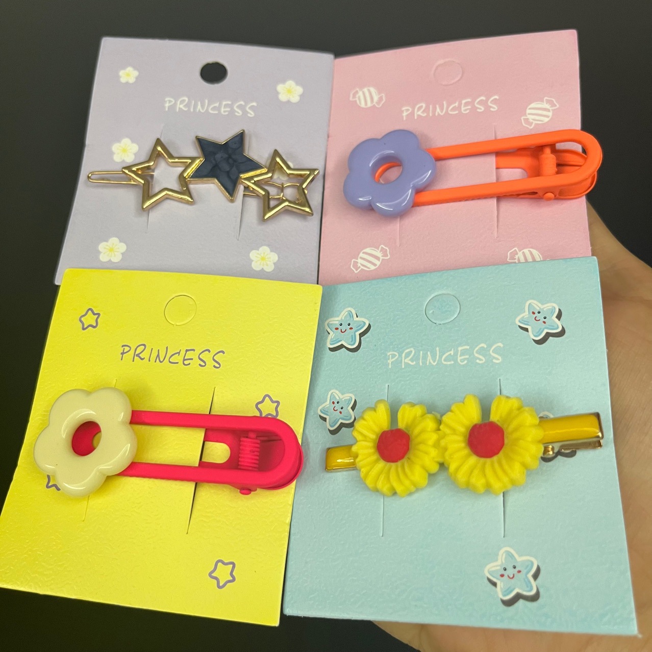 一百张彩色糖果色princess发夹子包装卡纸地摊发饰品发卡吊牌卡片