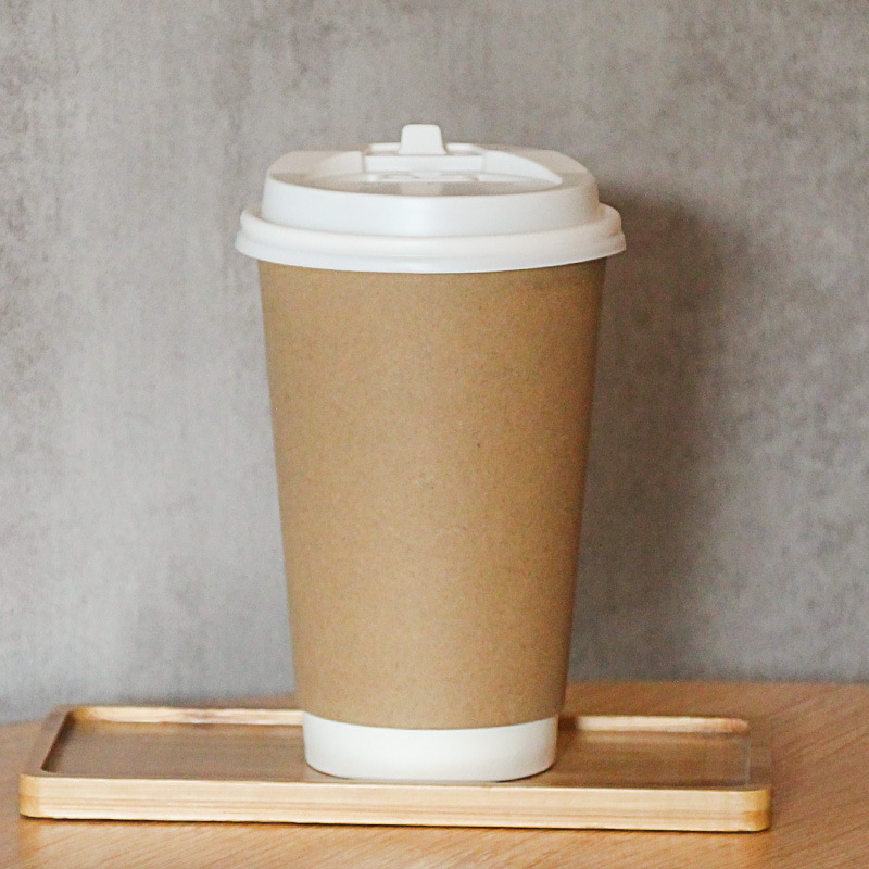 一次性带盖加厚咖啡杯家用牛皮纸杯子奶茶热饮打包杯外带商用|undefined