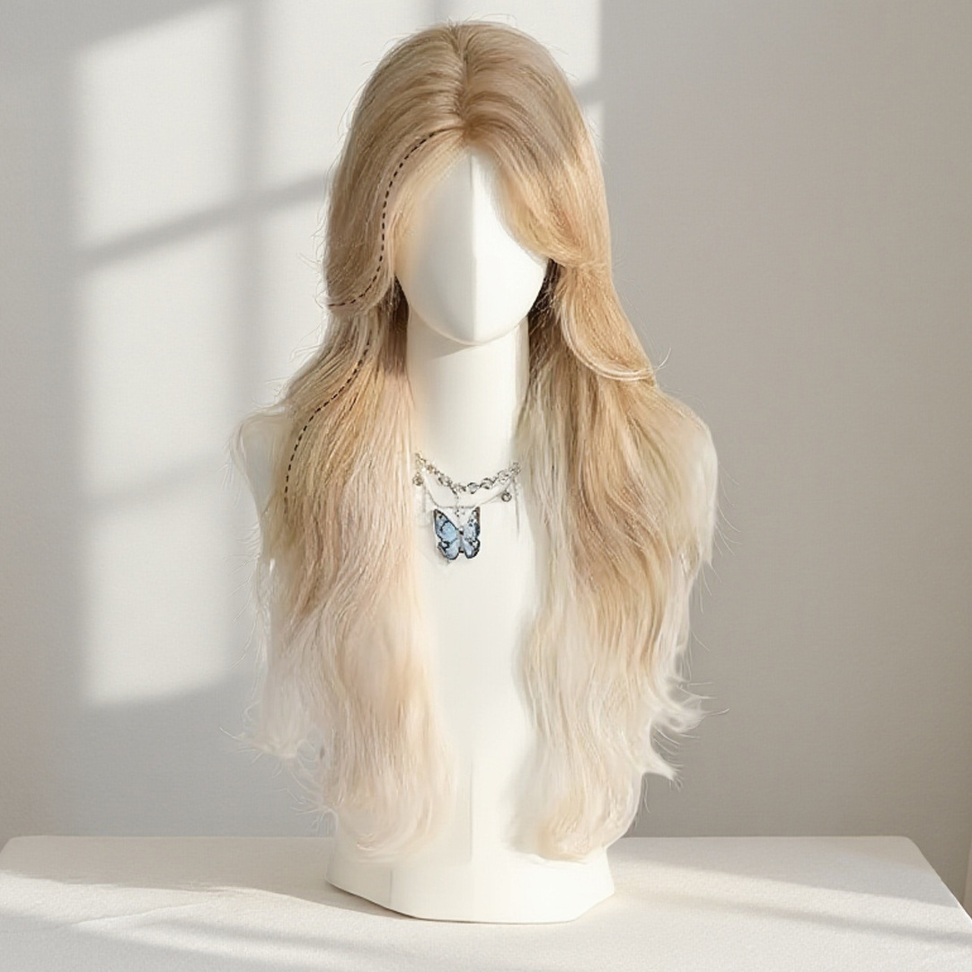 65cm big wave [milk tea gradient platinum]