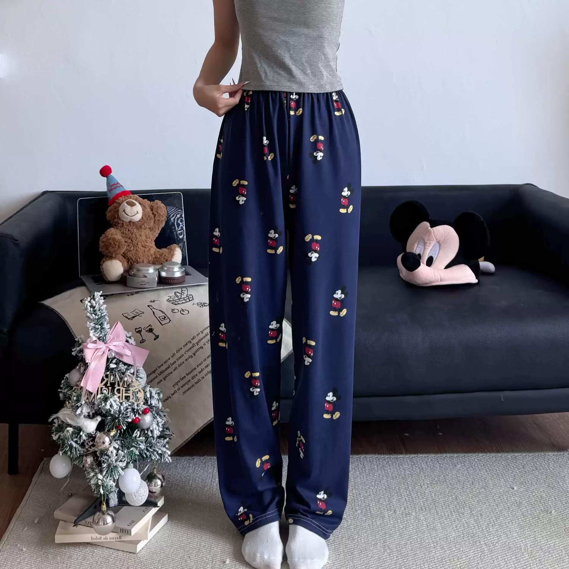 Hello Kitty, мультяшные осенние штаны, оверсайз, высокая талия, свободный прямой крой
