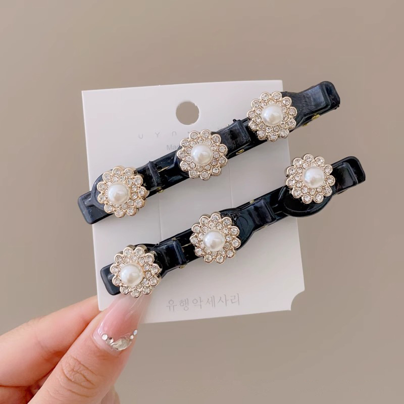 Pequeño viento de perla trenzada clip de cabello de cabello de red femenina clip de cabello rojo lateral clip de artefacto de cabello de cabeza frente clip de frisa