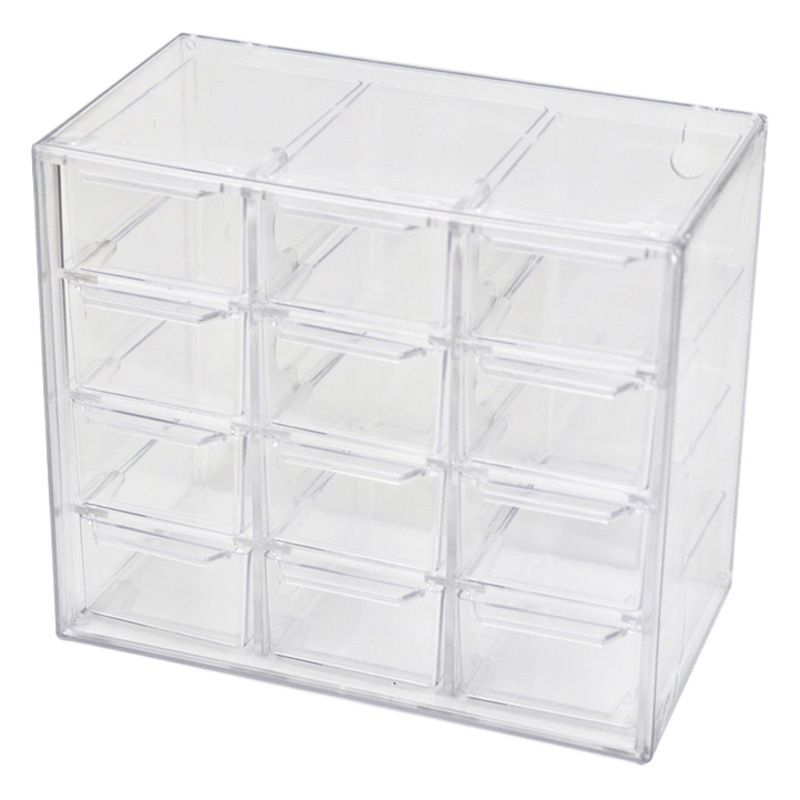 Transparente Jiugongge caja de almacenamiento de cajón a prueba de polvo de seis rejillas papelería joyería 12-grid cosméticos almacenamiento estudiante