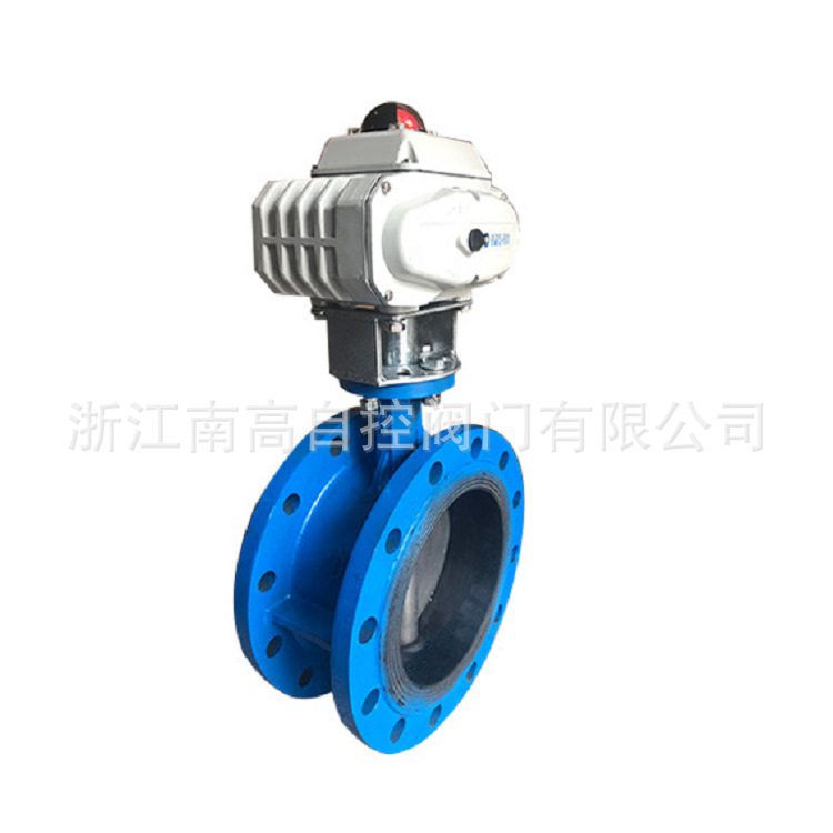 球墨铸铁电动法兰软密封蝶阀 D941X-16Q 远程电控橡胶蝶阀 中线