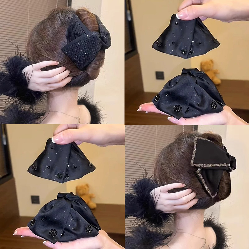 Hepburn clip de agarre de estilo femenino de alta calidad, clip de cabello de diamante, cabeza trasera, clip de cabello de tiburón, clip de cabello, joyas de cabello de gran tamaño