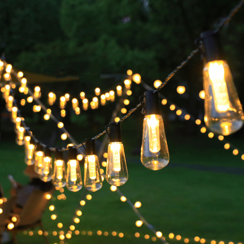 Camping al aire libre carpa impermeable cortina de cielo ambiente cadena de luces LED gran bola pantalla de luces de colores decoración mercado nocturno luces de puesto