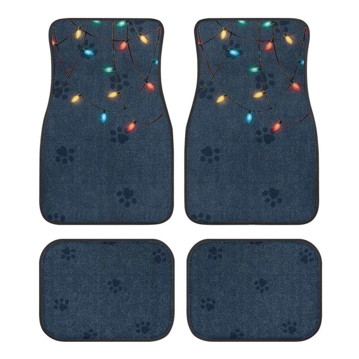 Cross-border car floor mats, 4-piece set, with Christmas-themed designs, custom-made with thick-knit fabric, for car interior decoration