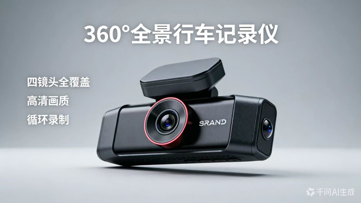 Y2026 New Model Dash Cam with 360-Degree Panoramic Monitoring of Front, Interior, Left, and Right of the Vehicle