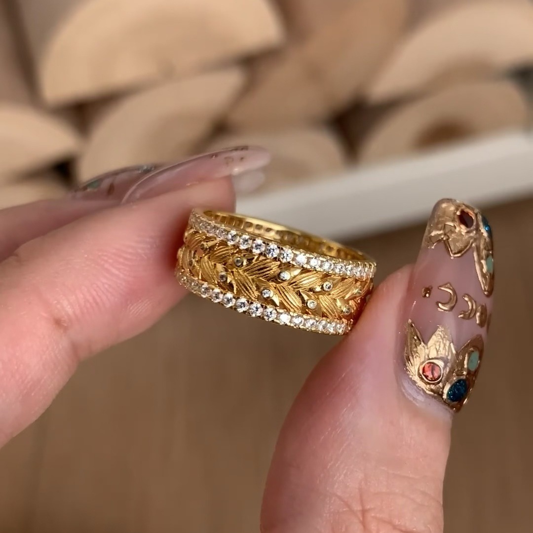 Vintage guld veteax ring för kvinnor unik design_voghion.com