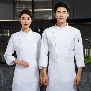 饭店厨师工作服弹力男秋季酒店餐饮烘焙西点蛋糕中式厨师服装长袖