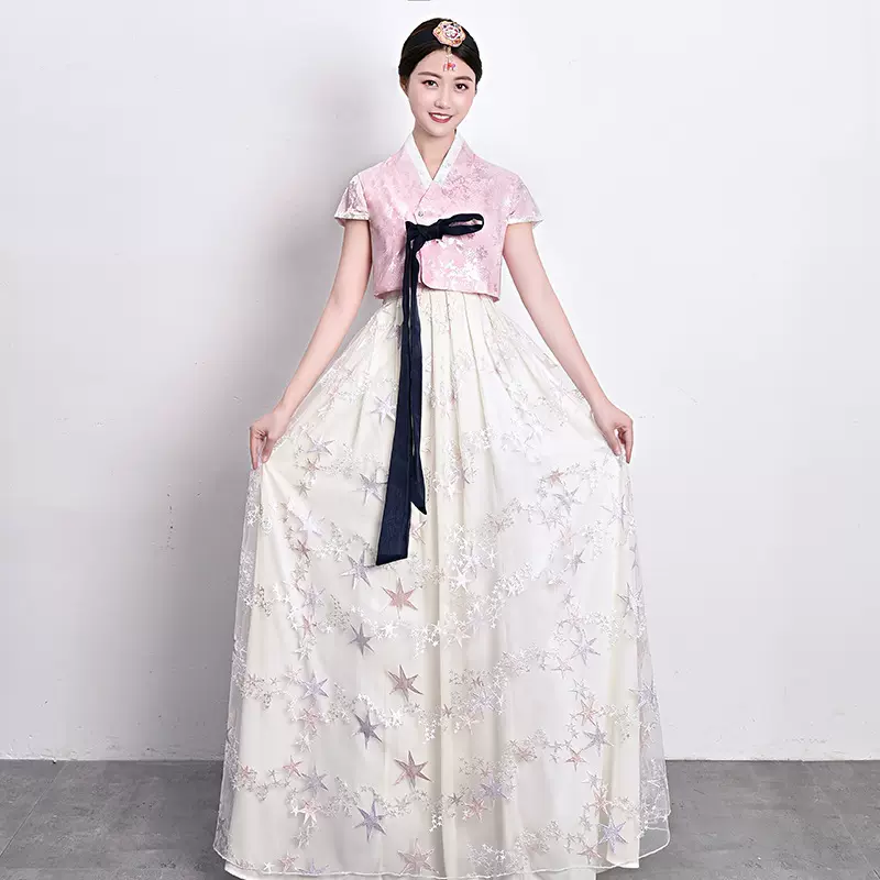 成人春夏高端韩服纱裙女传统宫廷礼服朝鲜族民族舞蹈演出服装