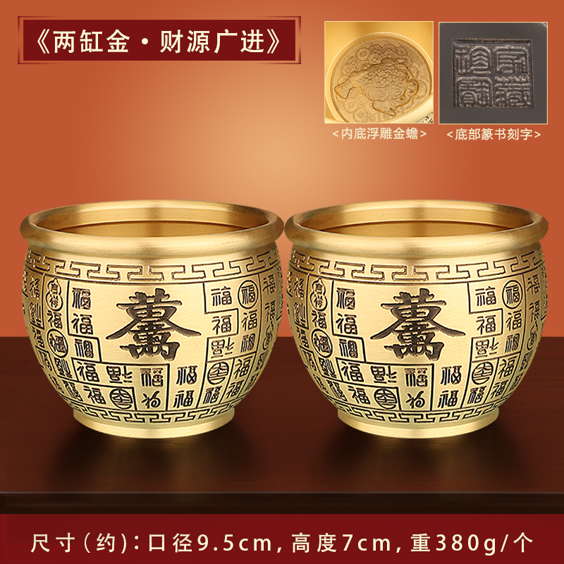 2기통 금 - Caiyuan Guangjin [양각 황금 두꺼비 + 금 0kg 스타일] 중간 크기