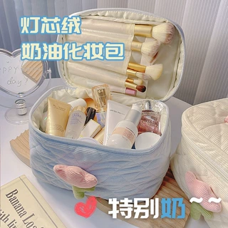 ins灯芯绒化妆包便携大容量收纳包可爱化妆品收纳袋分装多功能