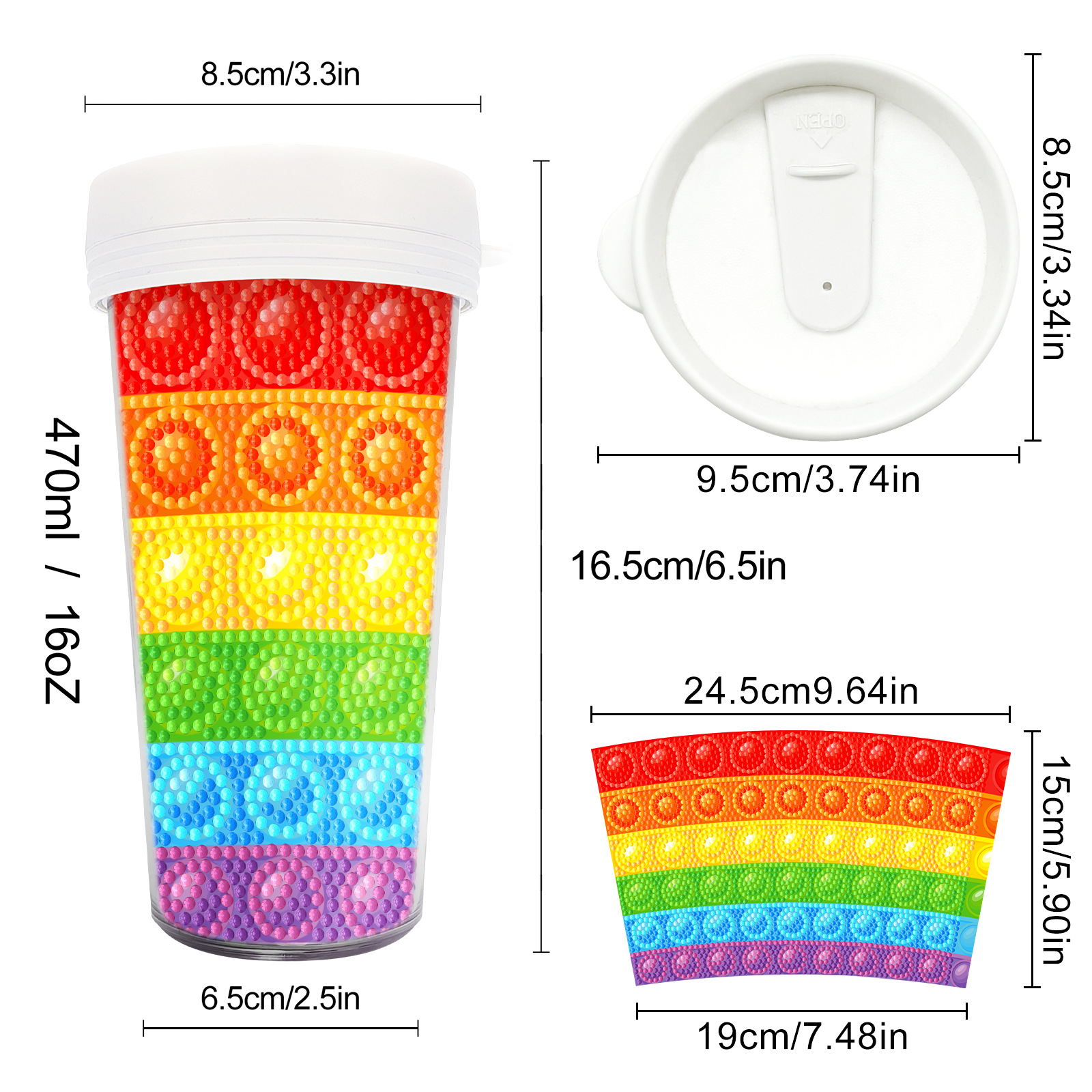 Pintura de diamantes seleccionada nueva taza de bricolaje pintura de diamantes completa etiqueta de artesanía de diamantes botella de agua para beber distribución al por mayor