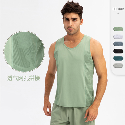 Spring and summer men's sports vest loose T-shirt breathable quick-drying fitness clothing outdoor running training vest 21112