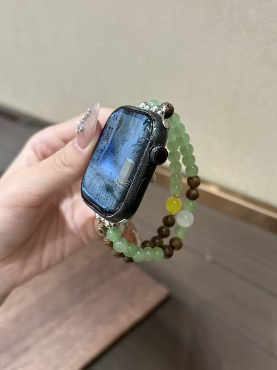 Watch strap, two-color beaded bracelet