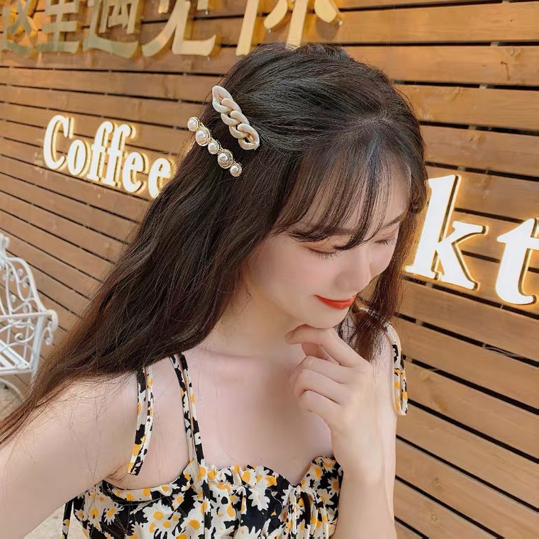 Korea Simple Chain Pearl Hairpin Set display picture 2