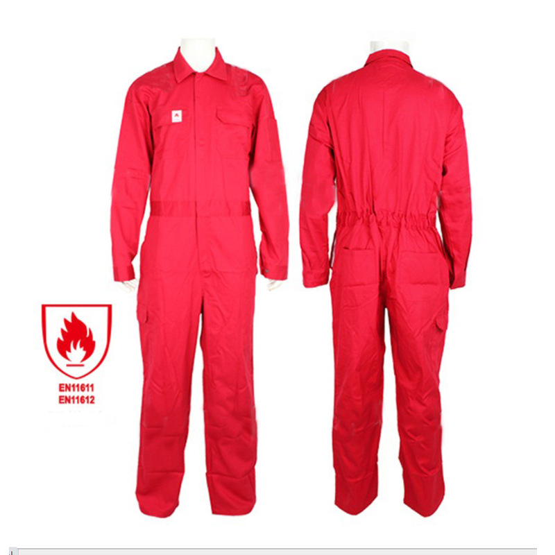 东南亚阻燃红色连体服阻燃防护工装 阻燃防护服连体衣