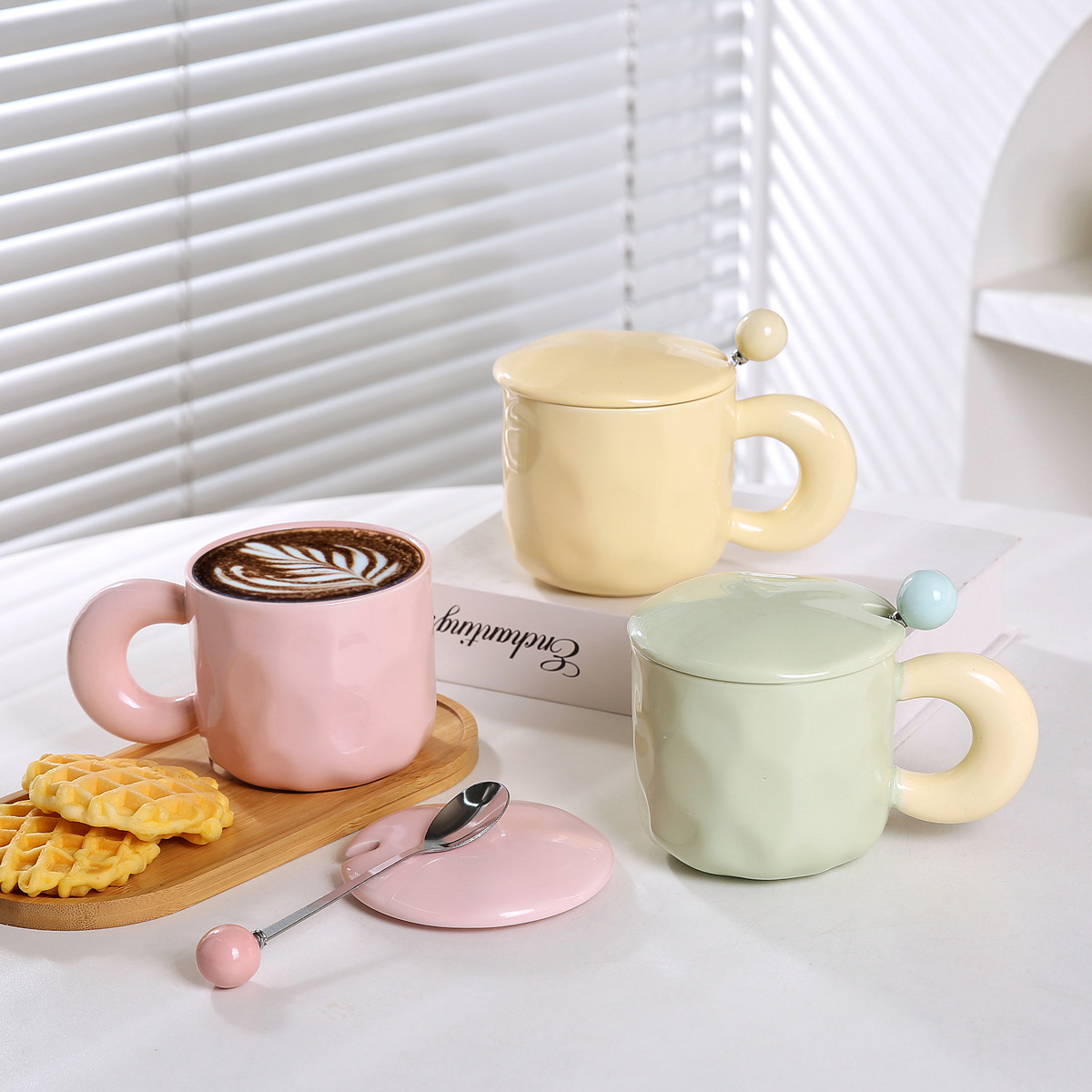 Casual Lindo Multicolor Color Sólido Cerámica Cuchara Taza 1 Juego display picture 12