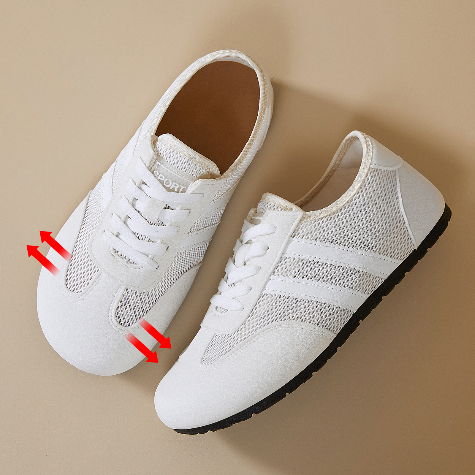 Zapatos de verano de malla zapatos de entrenamiento de estilo ancho no apretado pies zapatos de abertura superficial zapatos de moda casual zapatos de mujer transpirables